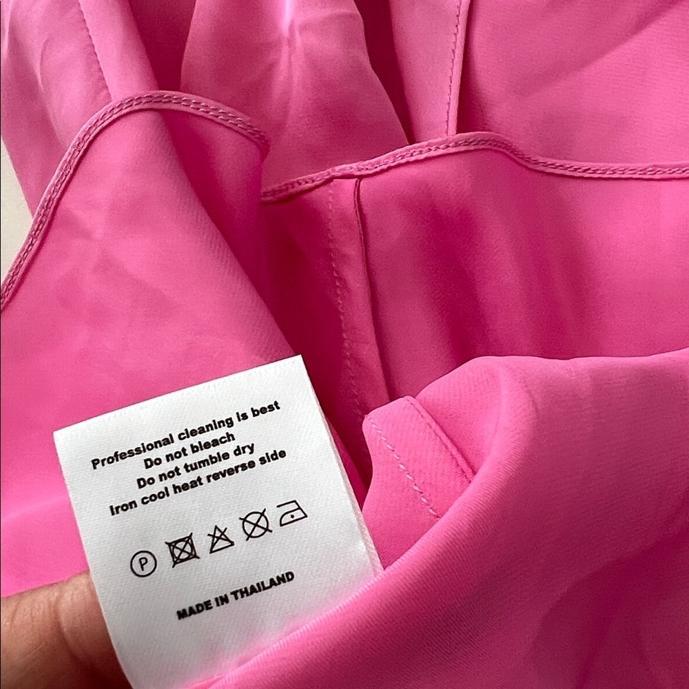 Nwt Onarin Ms. Pleat Silk Halter Midi Dress In Dragonfruit Pink Xs $289 — image 8 of 8